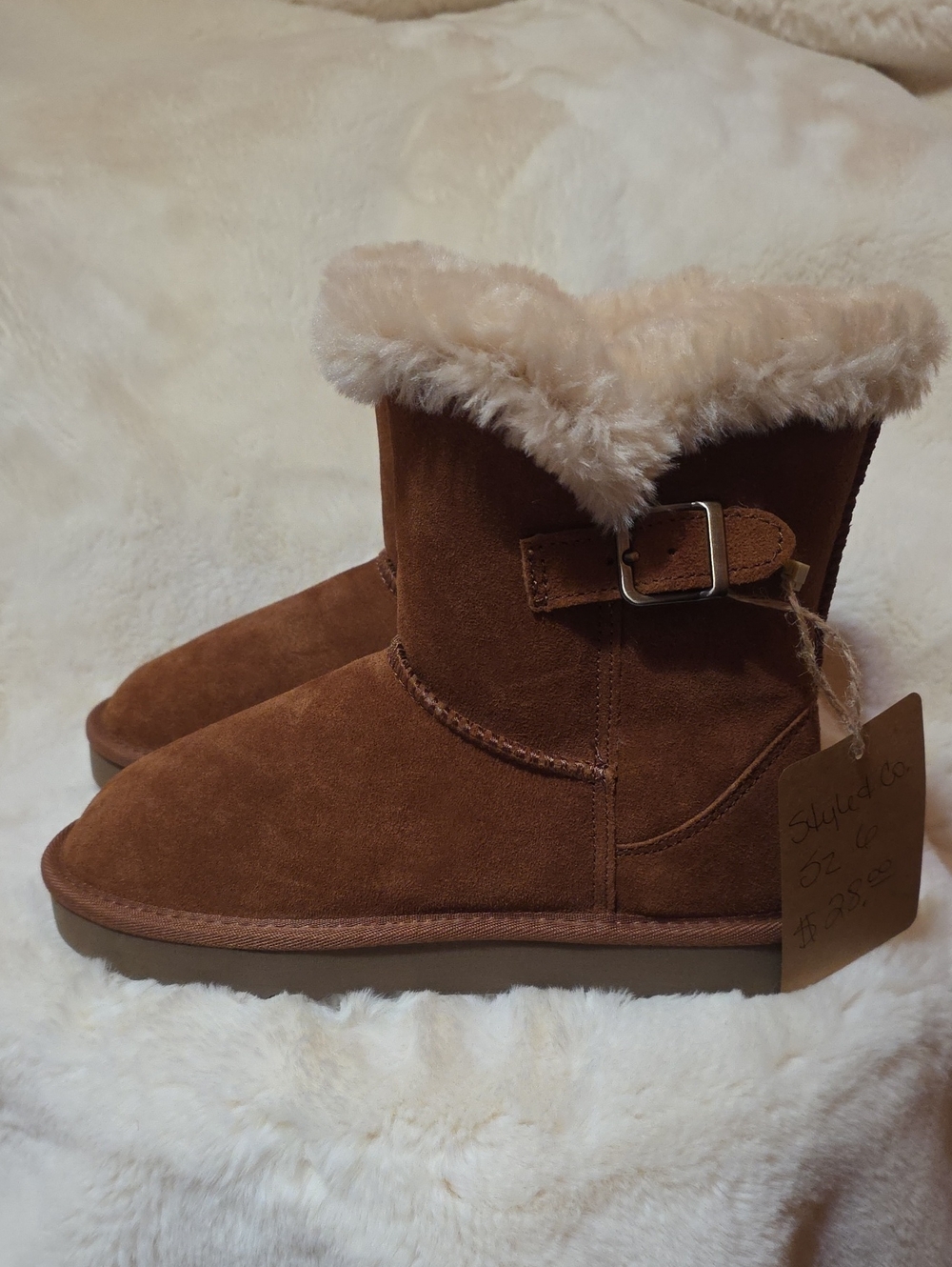 Style & Co. Chestnut Suede Faux-Fur Booties